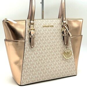 Michael Kors Large Charlotte TZ Tote Bag Rose Gold (NWT)